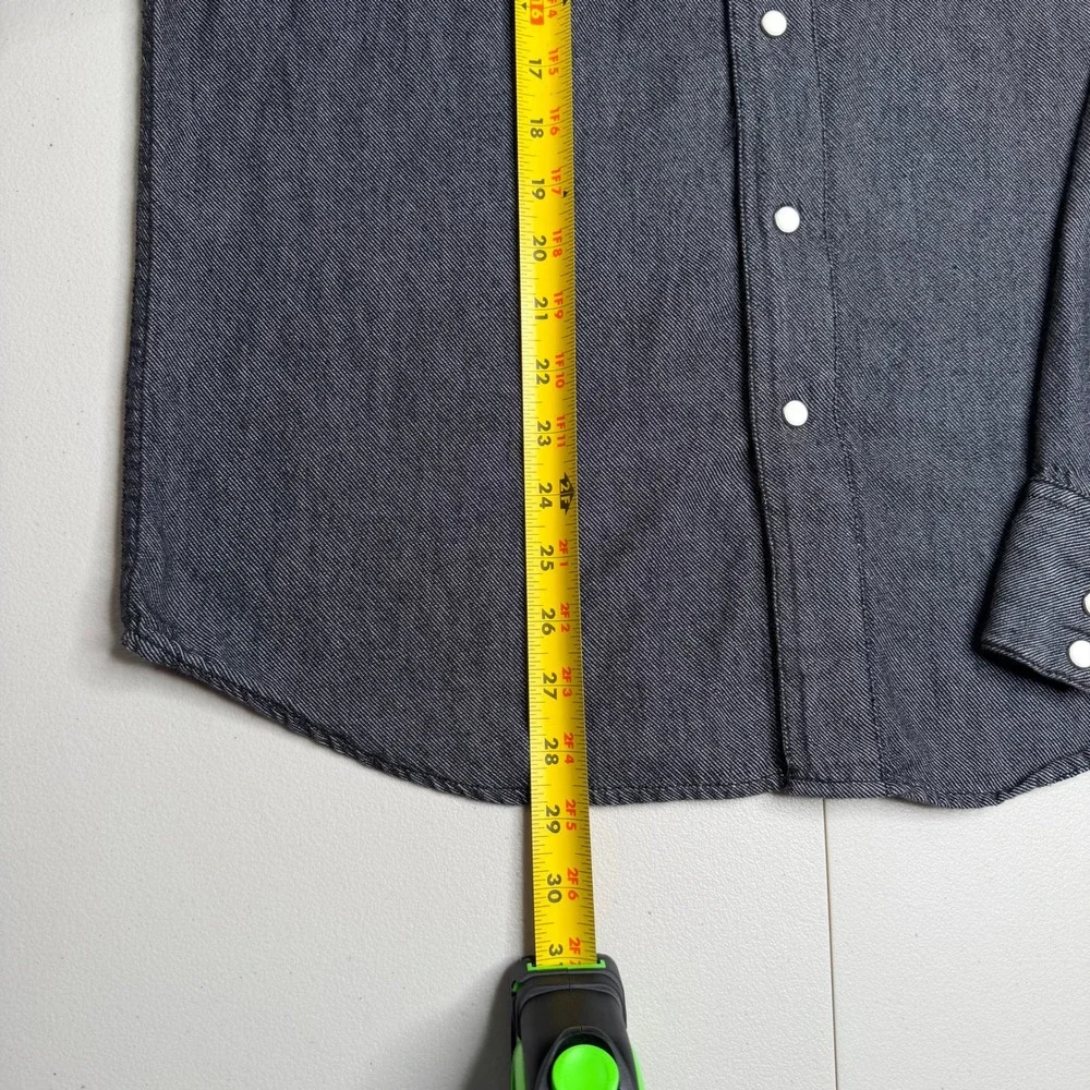 Levis Mens Large Dark Gray Pearl Snap Western Shirt Long Sleeve Cotton
